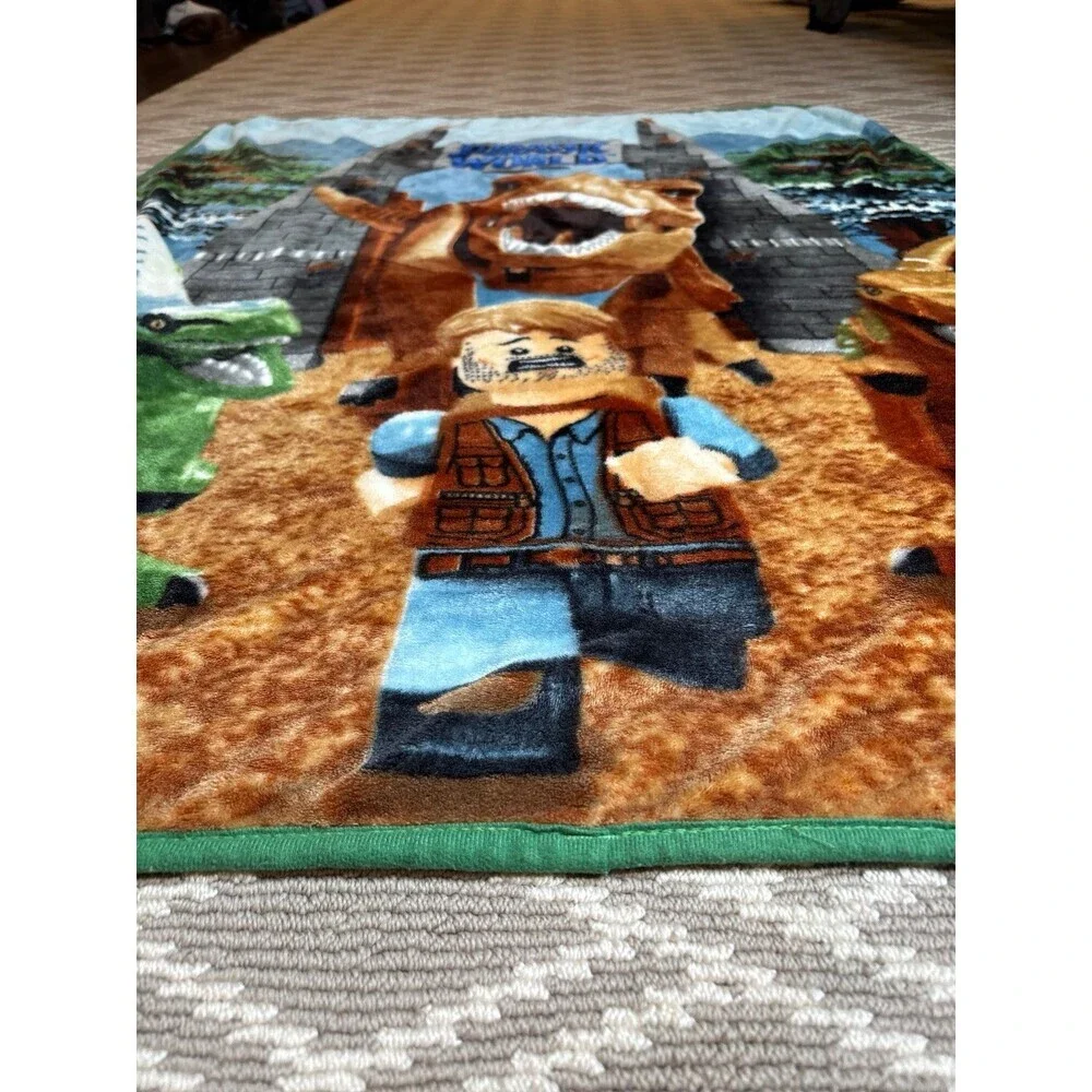 LEGO Jurassic World Plush Throw Blanket Kids Fleece Owen Grady Dinosaur T-Rex